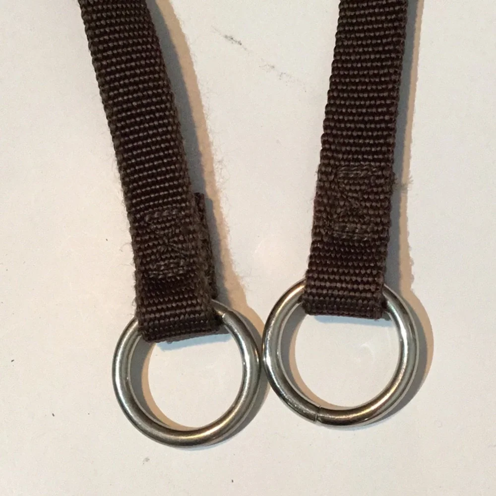 Slip collar & leash, sturdy nylon, brown color, 1” wide, metal hardware